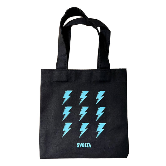 SVOLTA 9 Bolts MINI Canvas Tote Bag - Black and Aqua