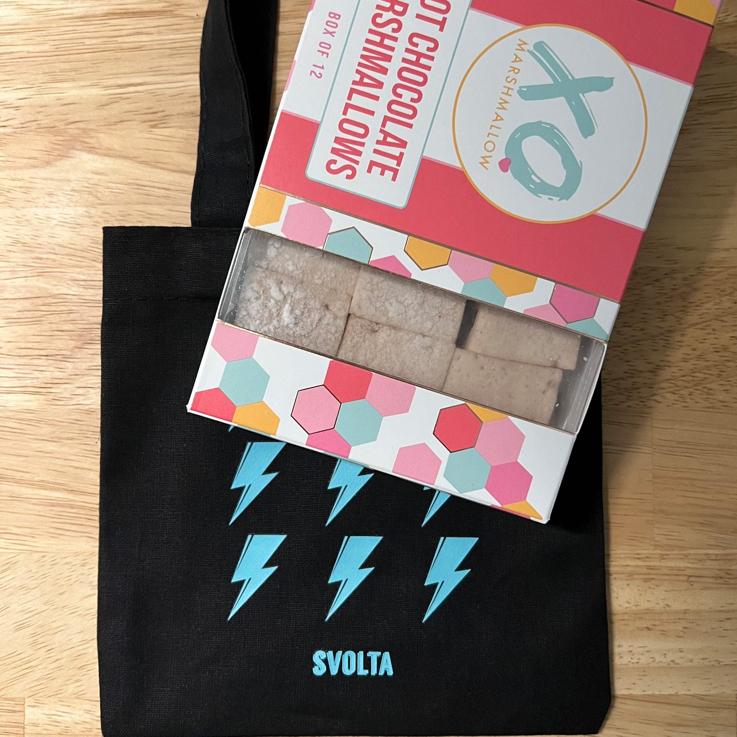 SVOLTA 9 Bolts MINI Canvas Tote Bag - Black and Aqua