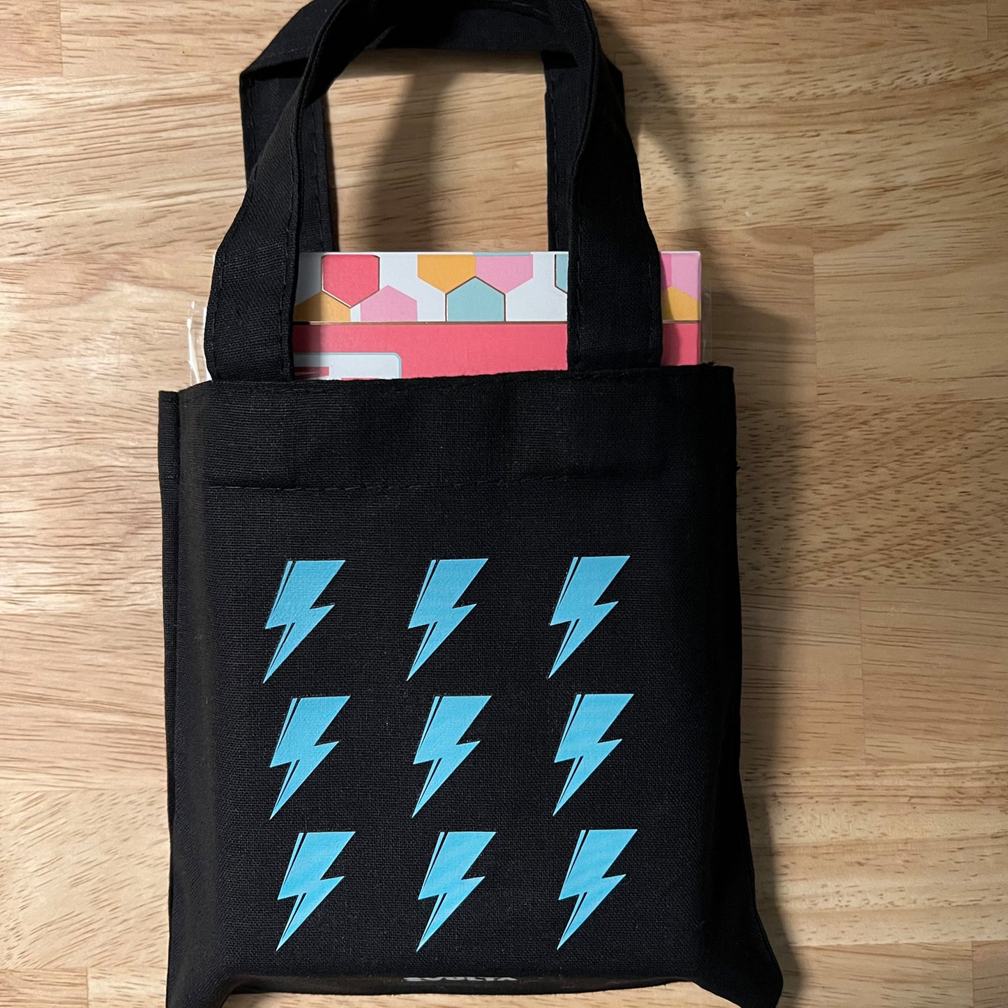 SVOLTA 9 Bolts MINI Canvas Tote Bag - Black and Aqua