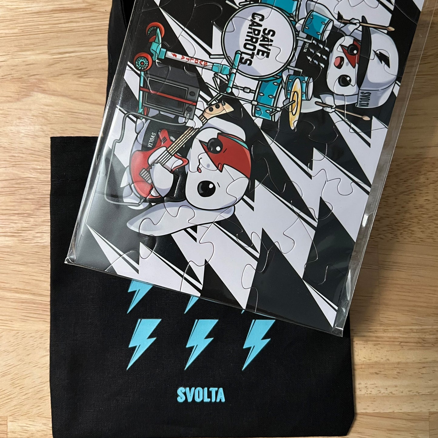 SVOLTA 9 Bolts MINI Canvas Tote Bag - Black and Aqua