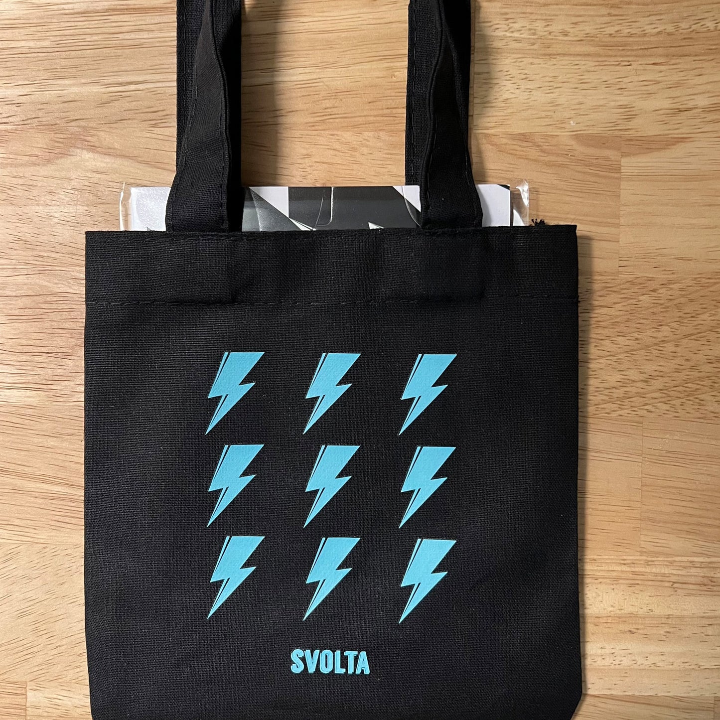 SVOLTA 9 Bolts MINI Canvas Tote Bag - Black and Aqua