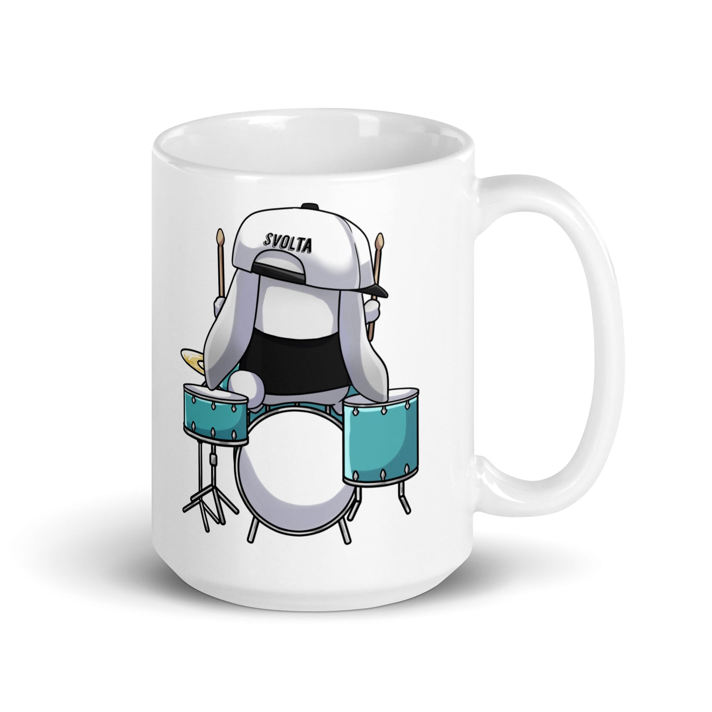 Svolta 15oz Drummer Bunny Coffee Mug Microwave Dishwasher Safe Back