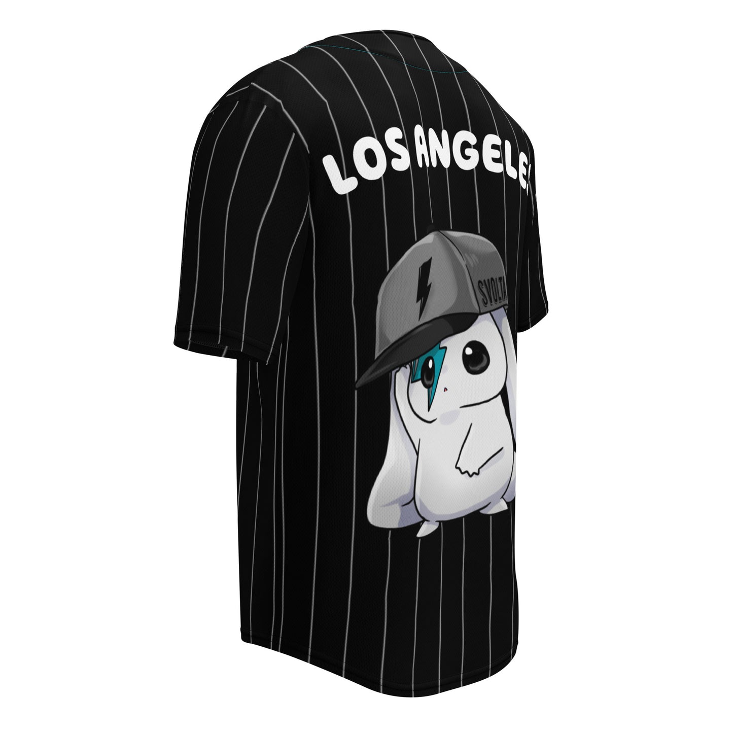 Svolta Black with White Pinstripes Los Angeles Baseball Jersey Back