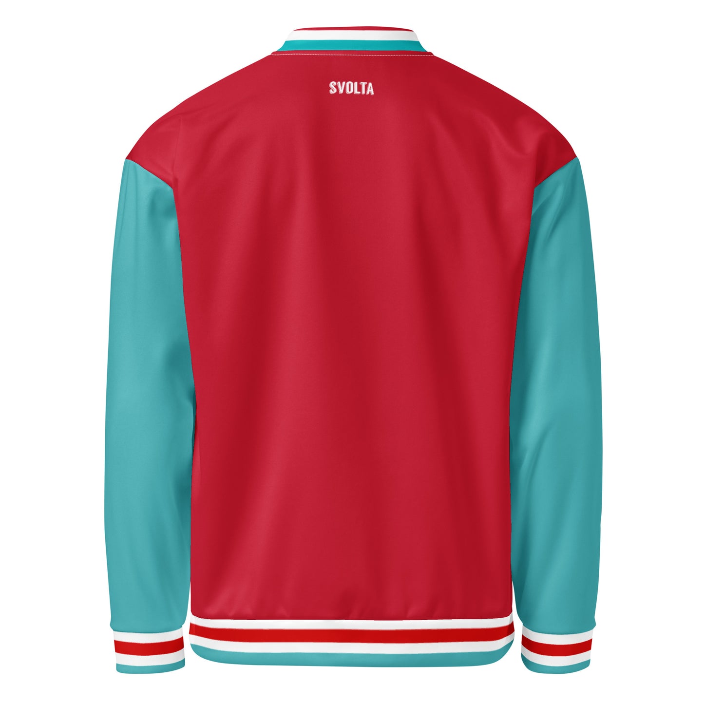 Svolta Color Block Red Aqua White Unisex Bomber Jacket Back