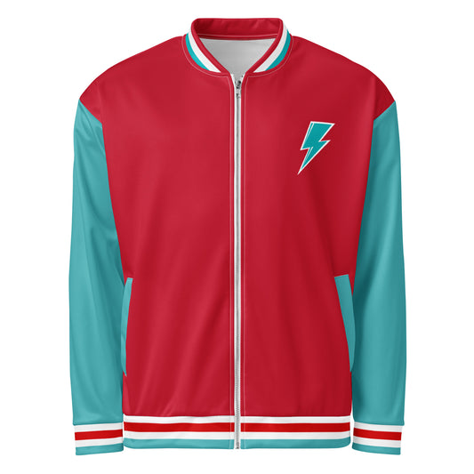 Svolta Color Block Red Aqua White Unisex Bomber Jacket Front