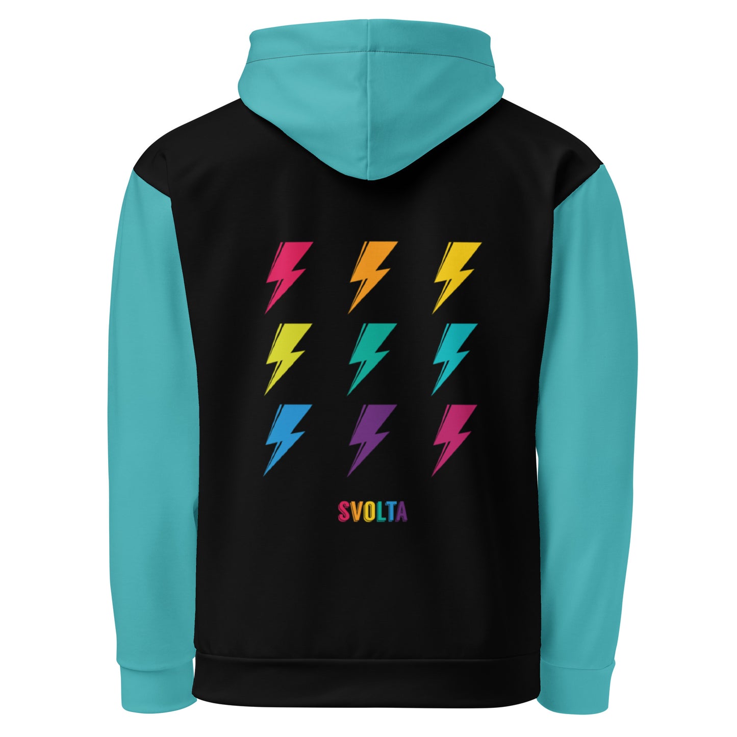 Svolta Colorblock Rainbow Bolts Hoodie Sweatshirt Back View