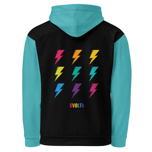 Svolta Colorblock Rainbow Bolts Hoodie Sweatshirt Back View