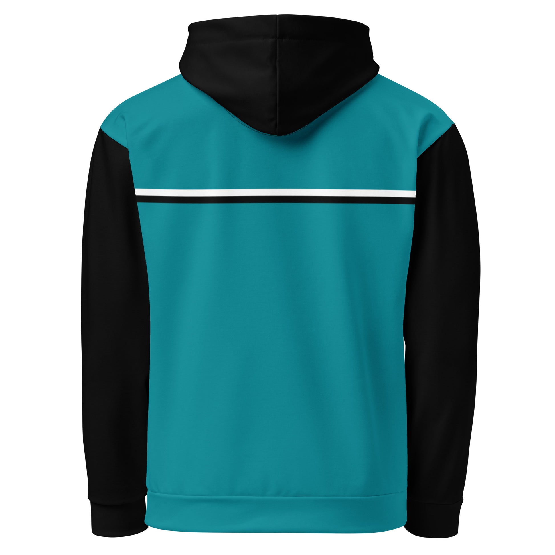 Svolta Colorblock Stripe Hoodie Sweatshirt Teal Black Back View