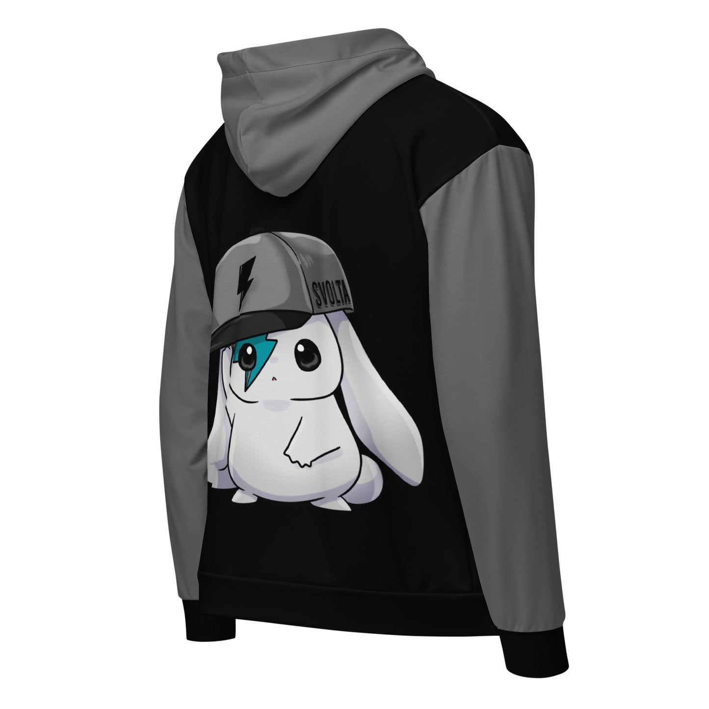 Svolta Colorblock Zip Hoodie Chibi Hat Bunny Grey and Black Teen Adult