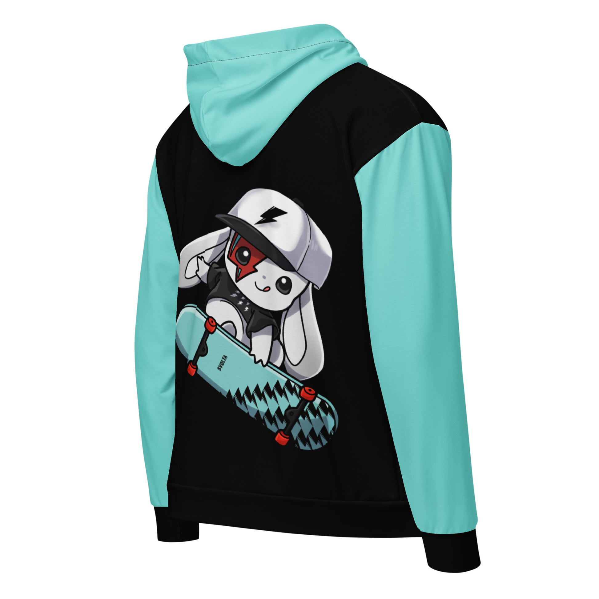 Svolta Colorblock Zip Hoodie Sweatshirt Jacket Skateboarding Bunny Aquamint Black Back