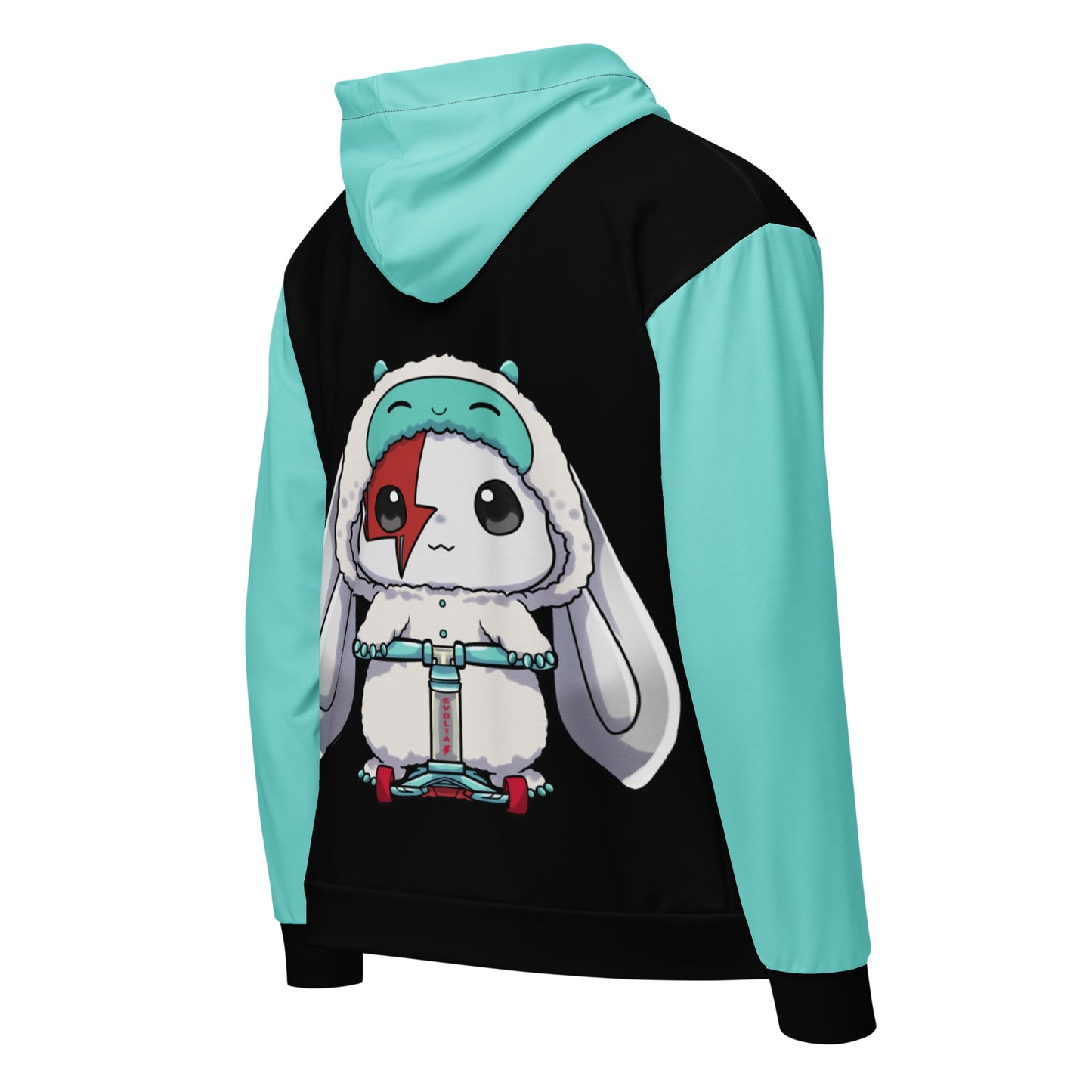 Svolta Colorblock Zip Hoodie Yeti Bunny Aqua and Black Teen Adult