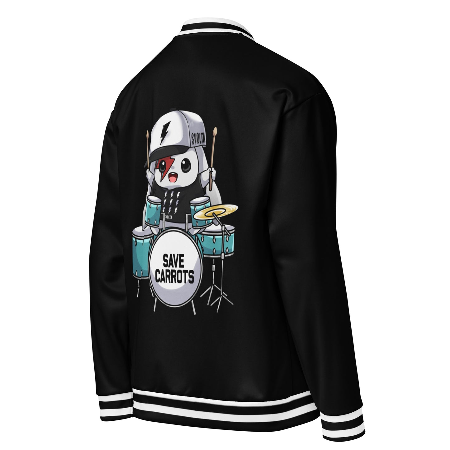 Svolta_Drummer_Bunny_Varsity_Unisex_Bomber_Jacket_Back_Angle