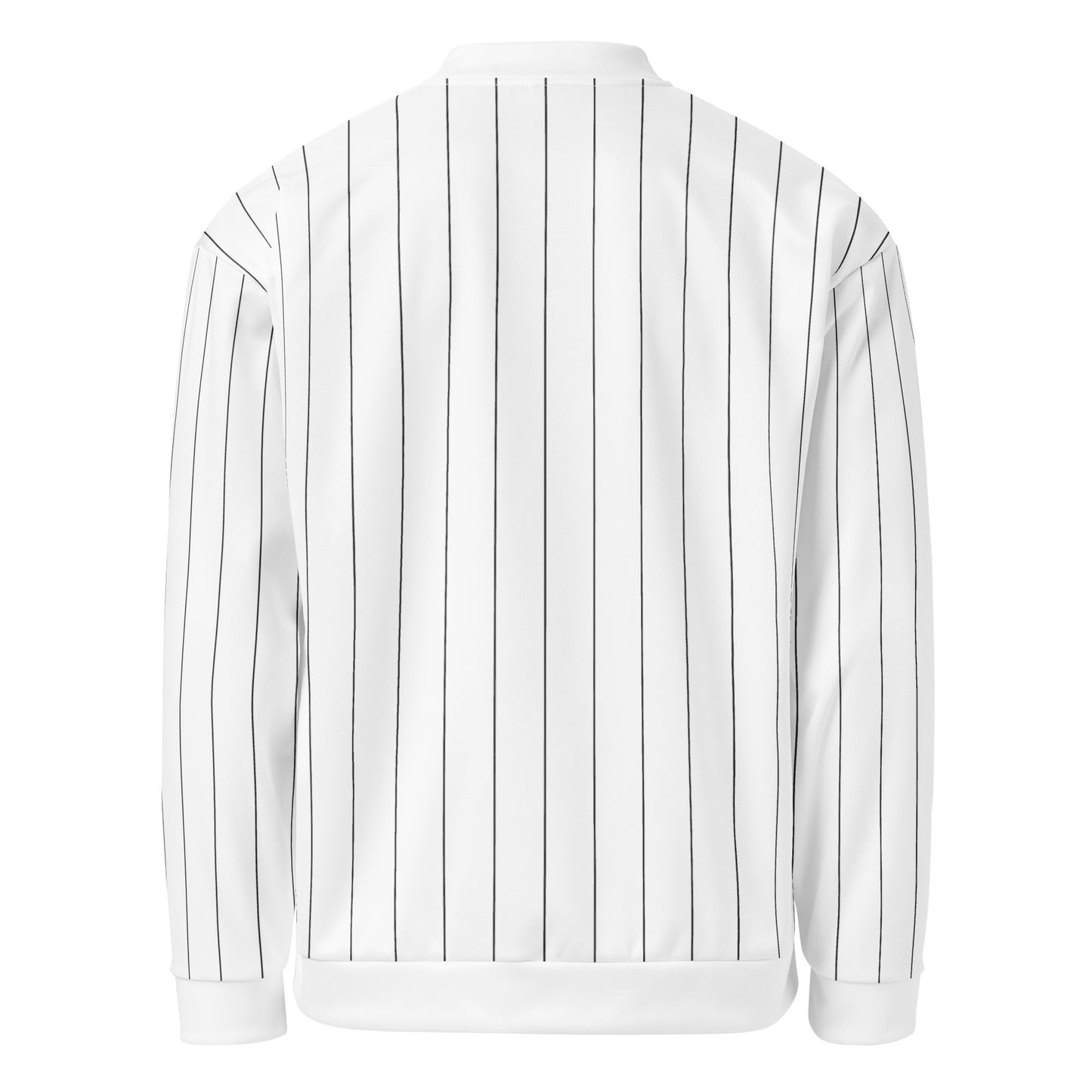 White Pinstripe Bomber Jacket Unisex Teens Adults 2