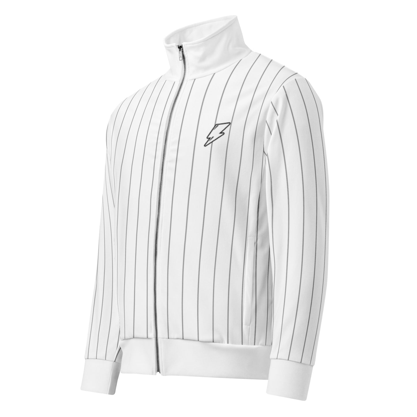 White Pinstripe Track Jacket Unisex Teens Adults Front