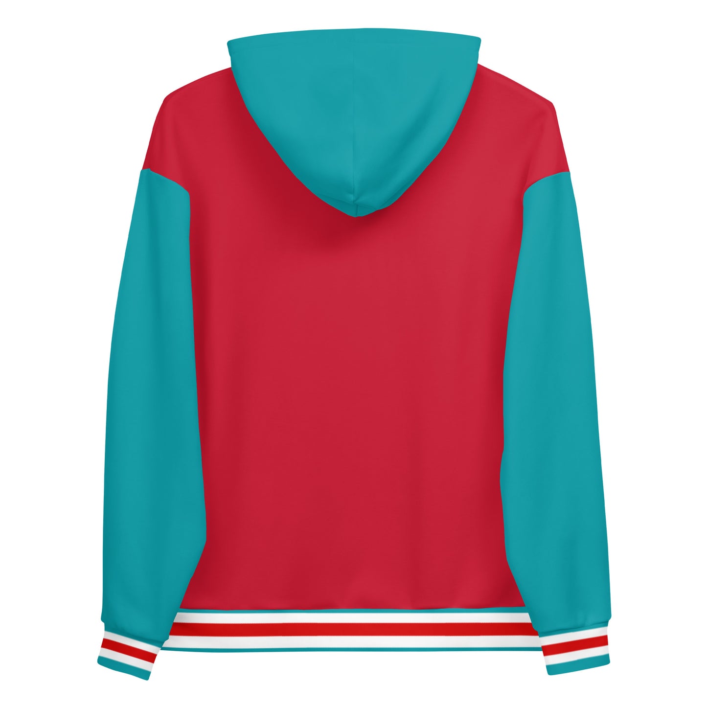 SVOLTA Unisex Color Block Varsity Stripe Hoodie in Red & Teal, XS-XL - Teen to Adult
