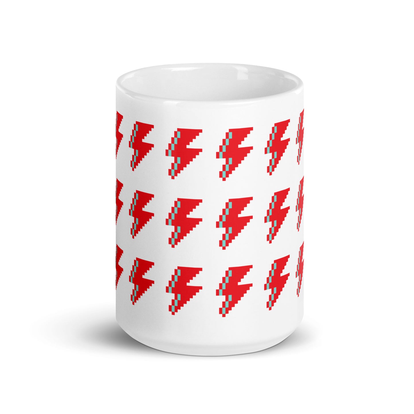 SVOLTA Retro Pixel Bolt Merry Red and Aquamint Mug - 15 oz