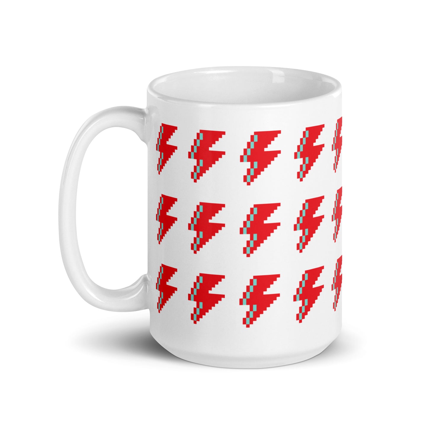 SVOLTA Retro Pixel Bolt Merry Red and Aquamint Mug - 15 oz
