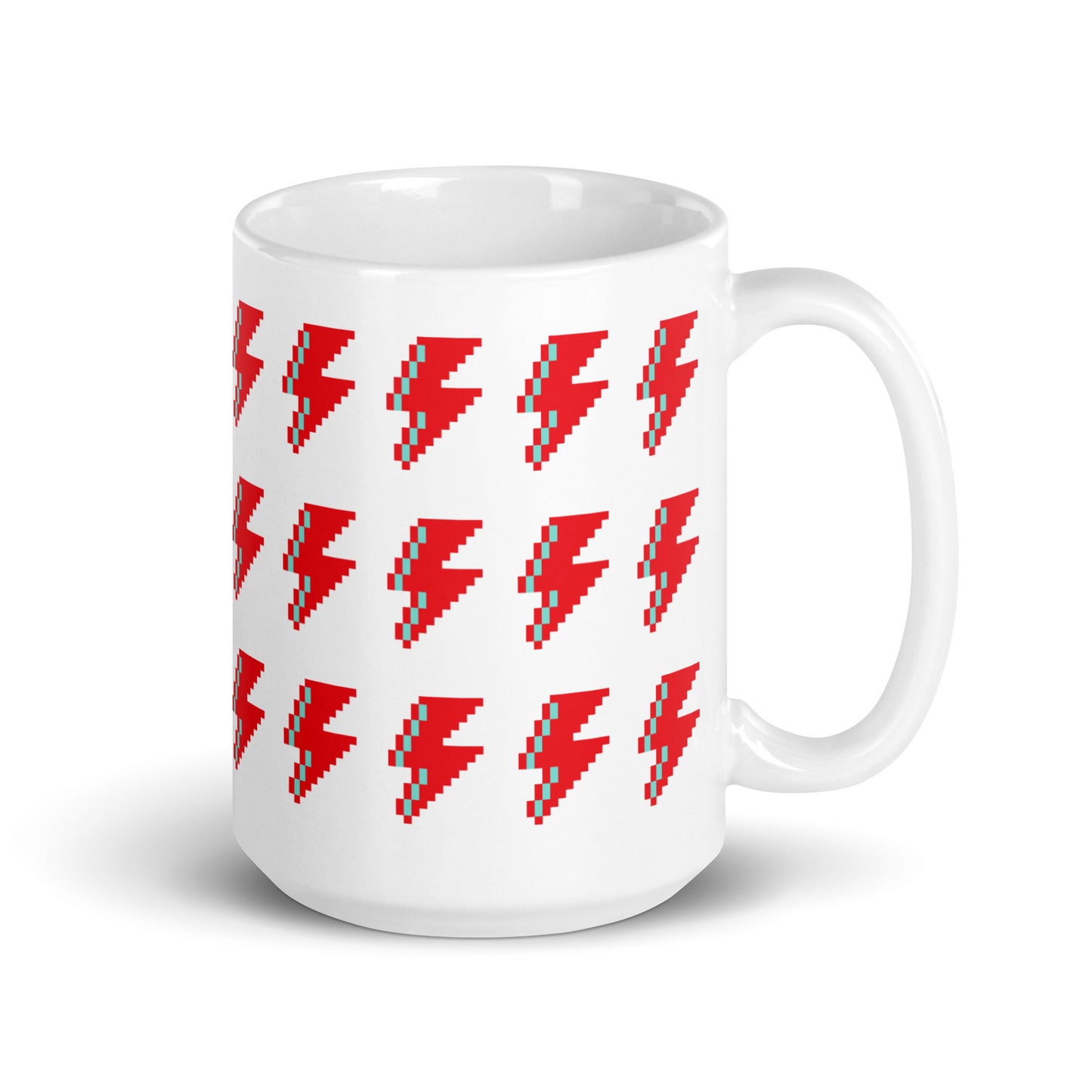 SVOLTA Retro Pixel Bolt Merry Red and Aquamint Mug - 15 oz