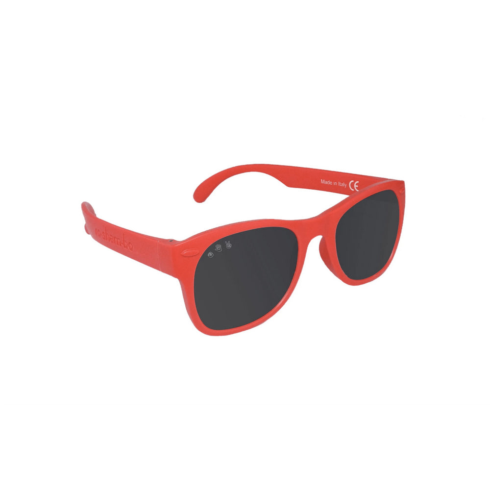 Roshambo baby and toddler sunglasses in red, soft, flexible, comfortable, made in Italy