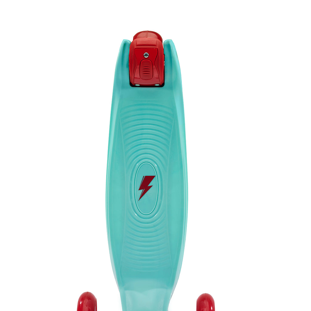 Svolta 3-wheel kids scooter red aqua white lightning bolt deck