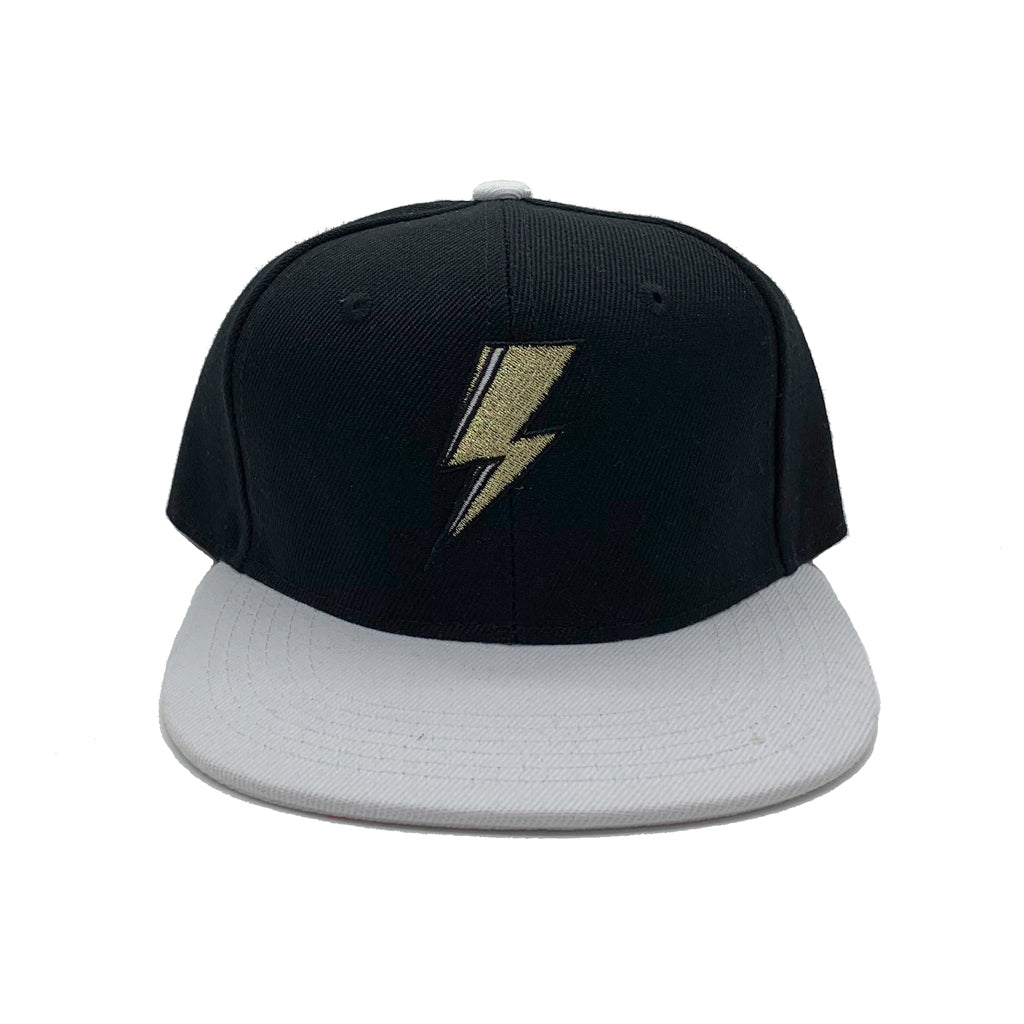 SVOLTA Lightning Bolt Snapback Hat in Black and White - Kids