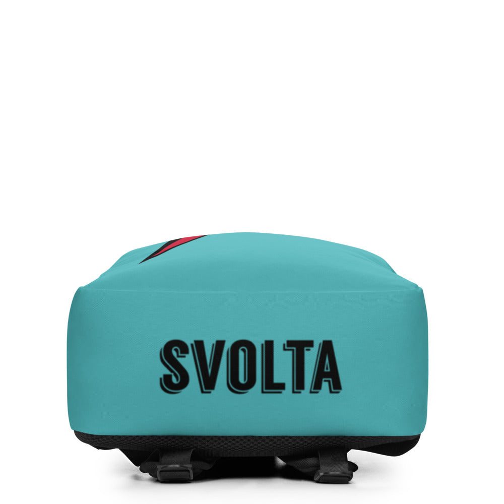 SVOLTA Lightning Bolt Minimalist Backpack in Aqua and Red