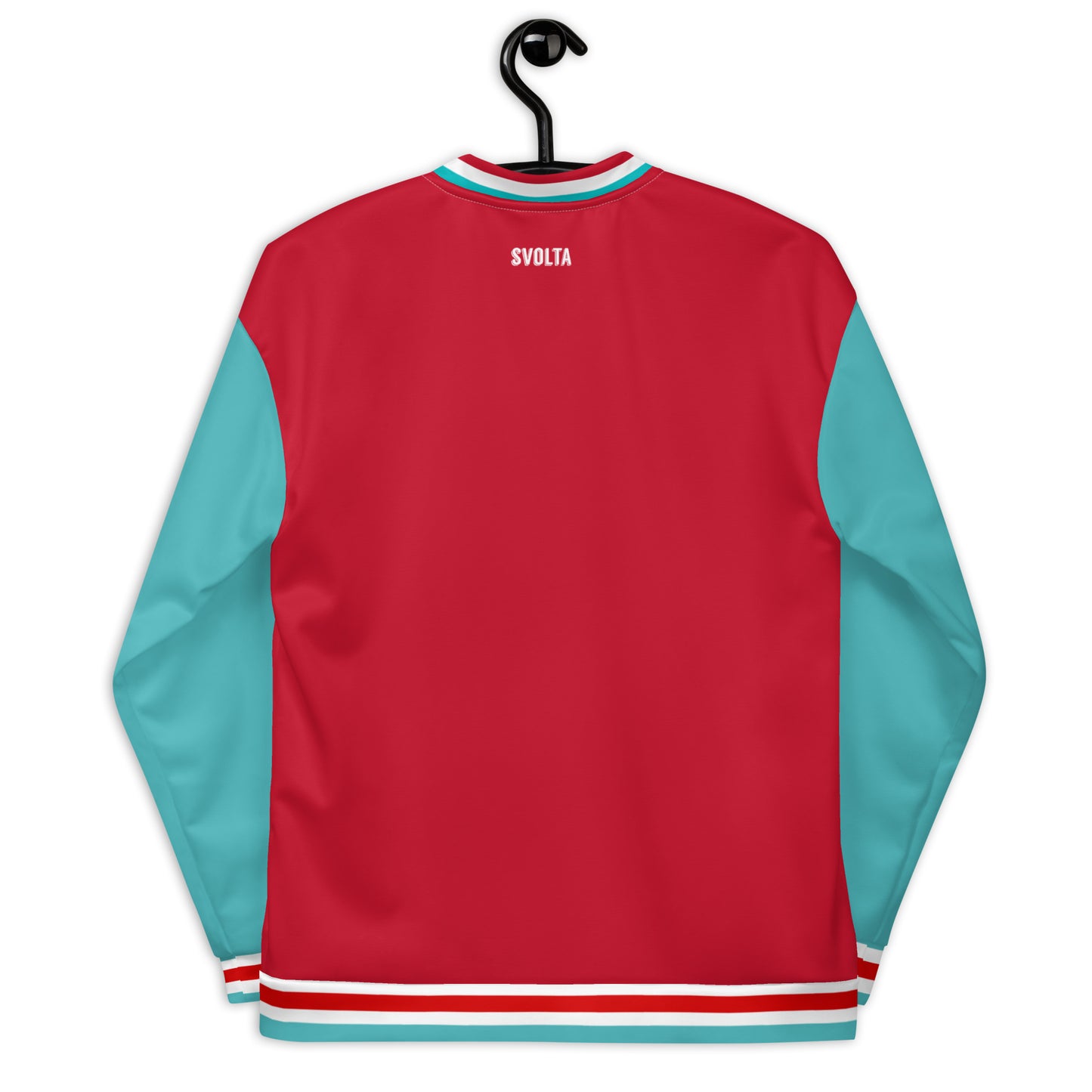 SVOLTA Varsity Bolt Red / Aqua Unisex Bomber Jacket, XS-XL - Adult