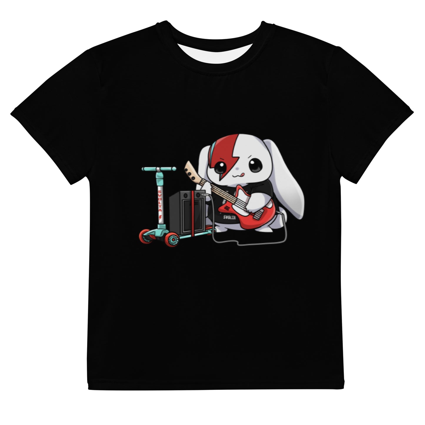 SVOLTA Kawaii Rebel Guitarist T-shirt in Black, 8-20 - Kids/Youth