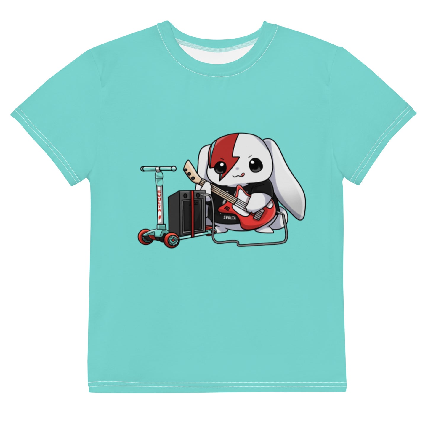 SVOLTA Kawaii Rebel Guitarist T-shirt in Aqua, 8-20 - Kids/Youth