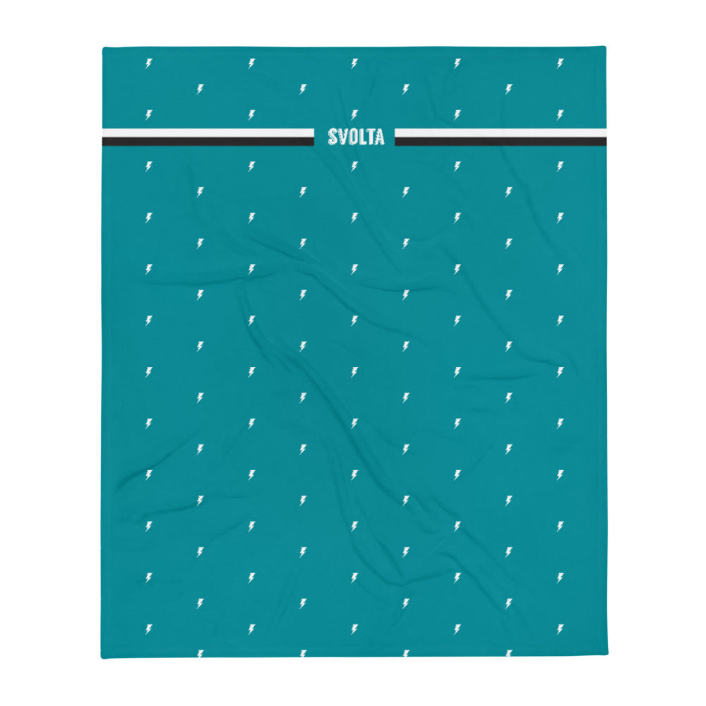SVOLTA Tiny Bolts & Racing Stripes Throw Blanket - Teal