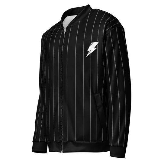 Black Pinstripe Bomber Jacket Unisex Teens Adults 3