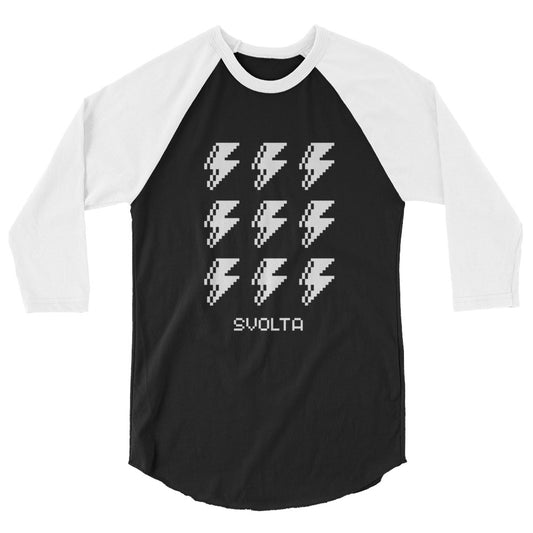 SVOLTA 9 Pixel Bolts Black and White Baseball T-shirt, S-L - Kids/Youth
