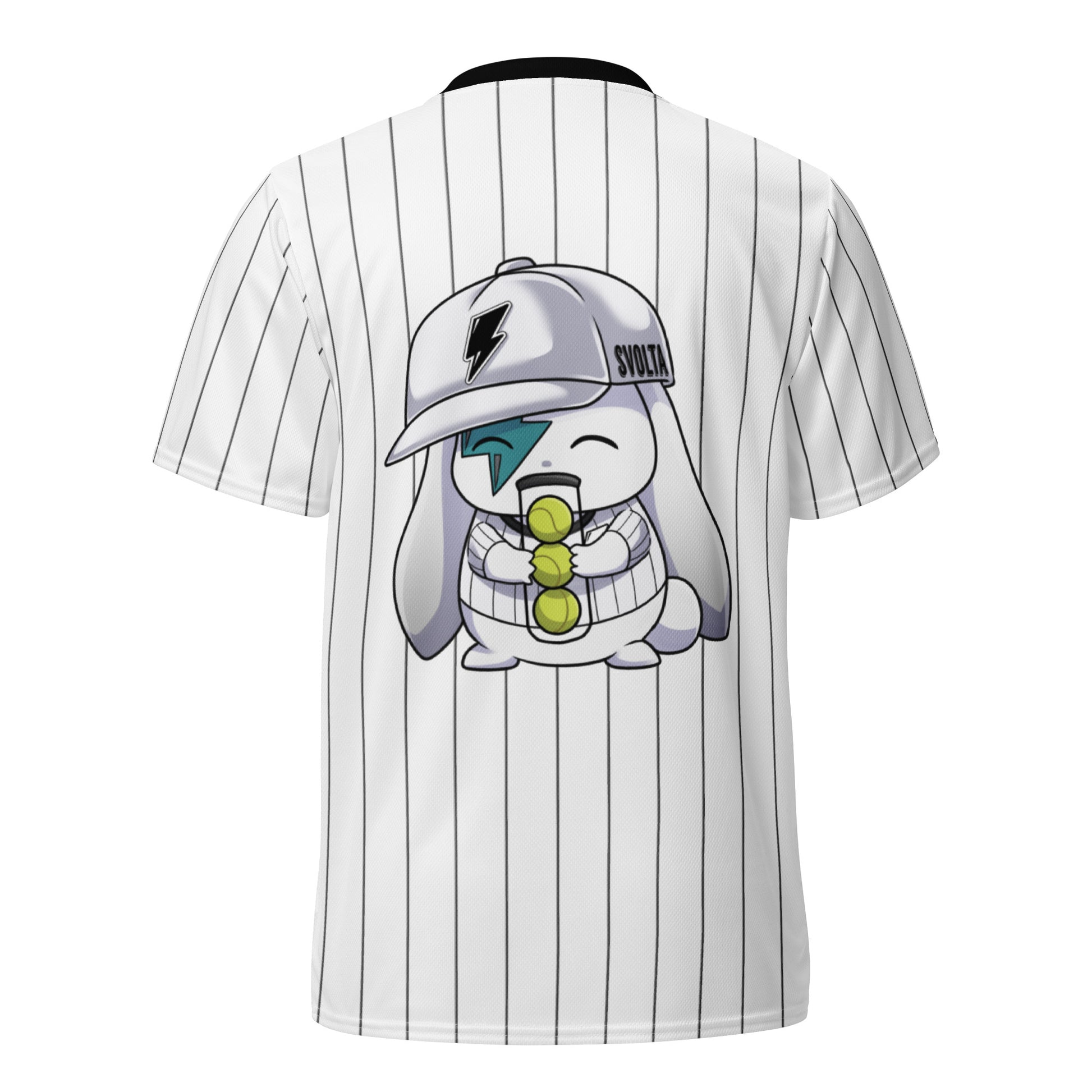 SVOLTA Tennis Balls Bunny White Pinstriped Jersey Back