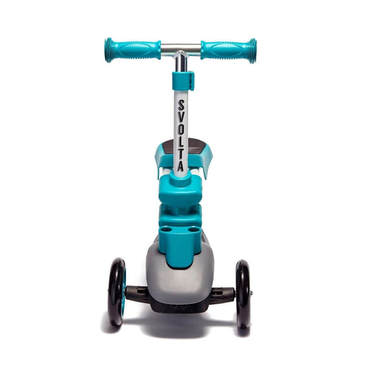 Award winning Svolta Ace 2-in-1 toddler and little kids scooter ride on in Teal Grey Gray, Sit and Stand, convertible