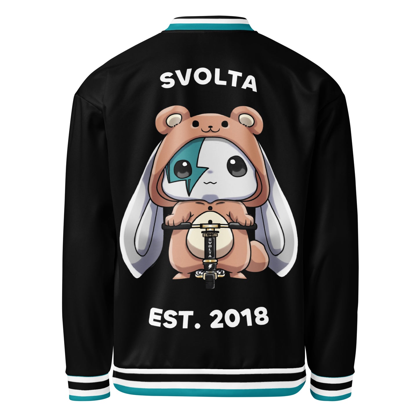 Svolta_Bear_Chibi_Scooter_Varsity_Unisex_Bomber_Jacket_Back