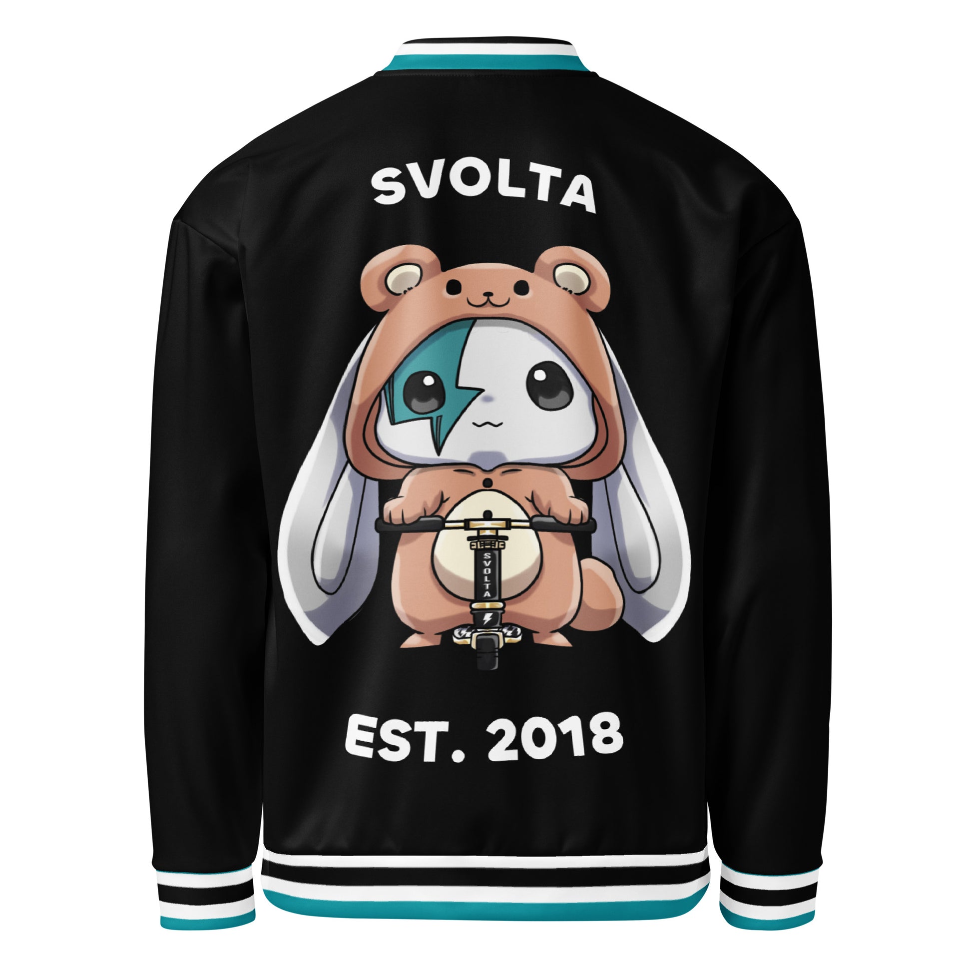 Svolta_Bear_Chibi_Scooter_Varsity_Unisex_Bomber_Jacket_Back