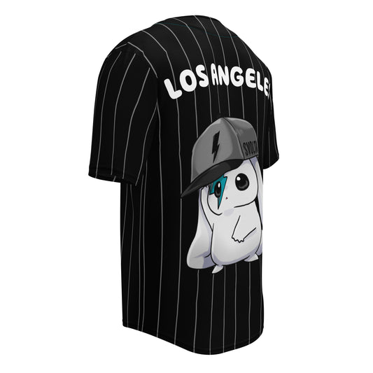Svolta Black with White Pinstripes Los Angeles Baseball Jersey Back