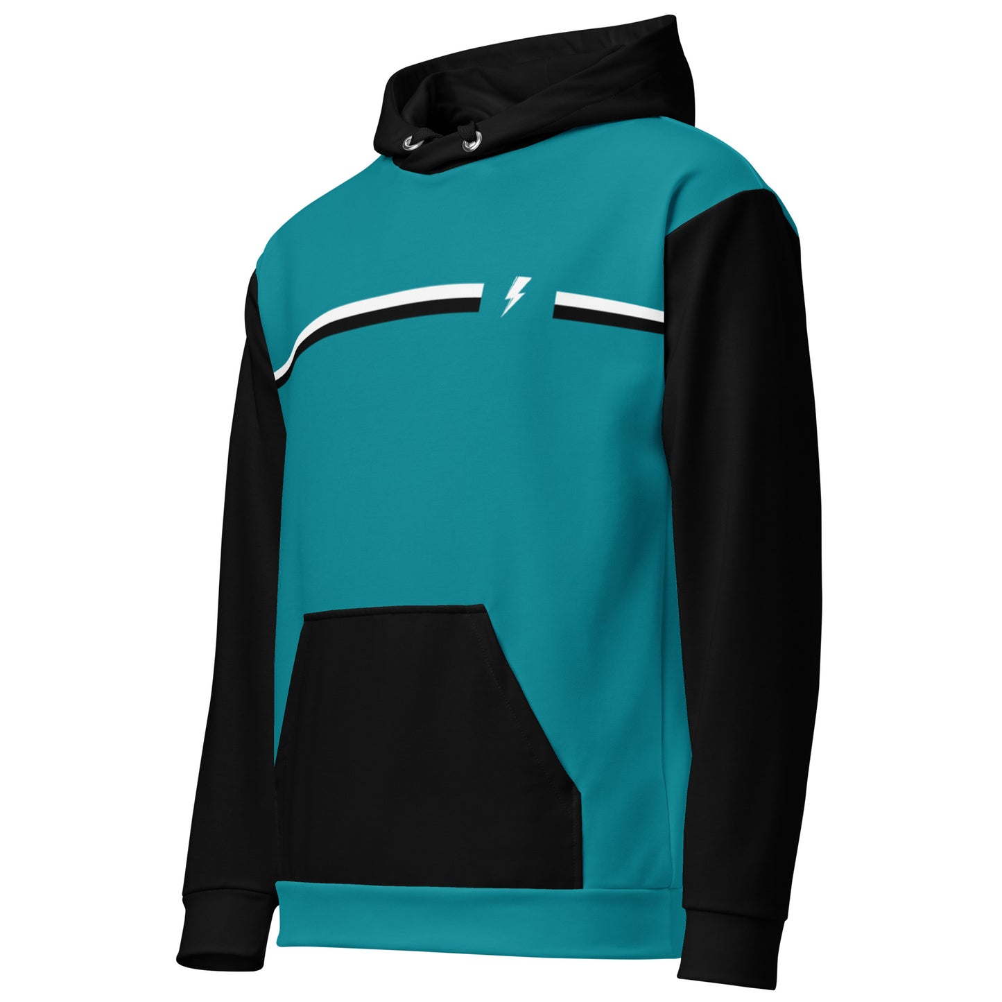 Svolta Colorblock Stripe Hoodie Sweatshirt Teal Black Front