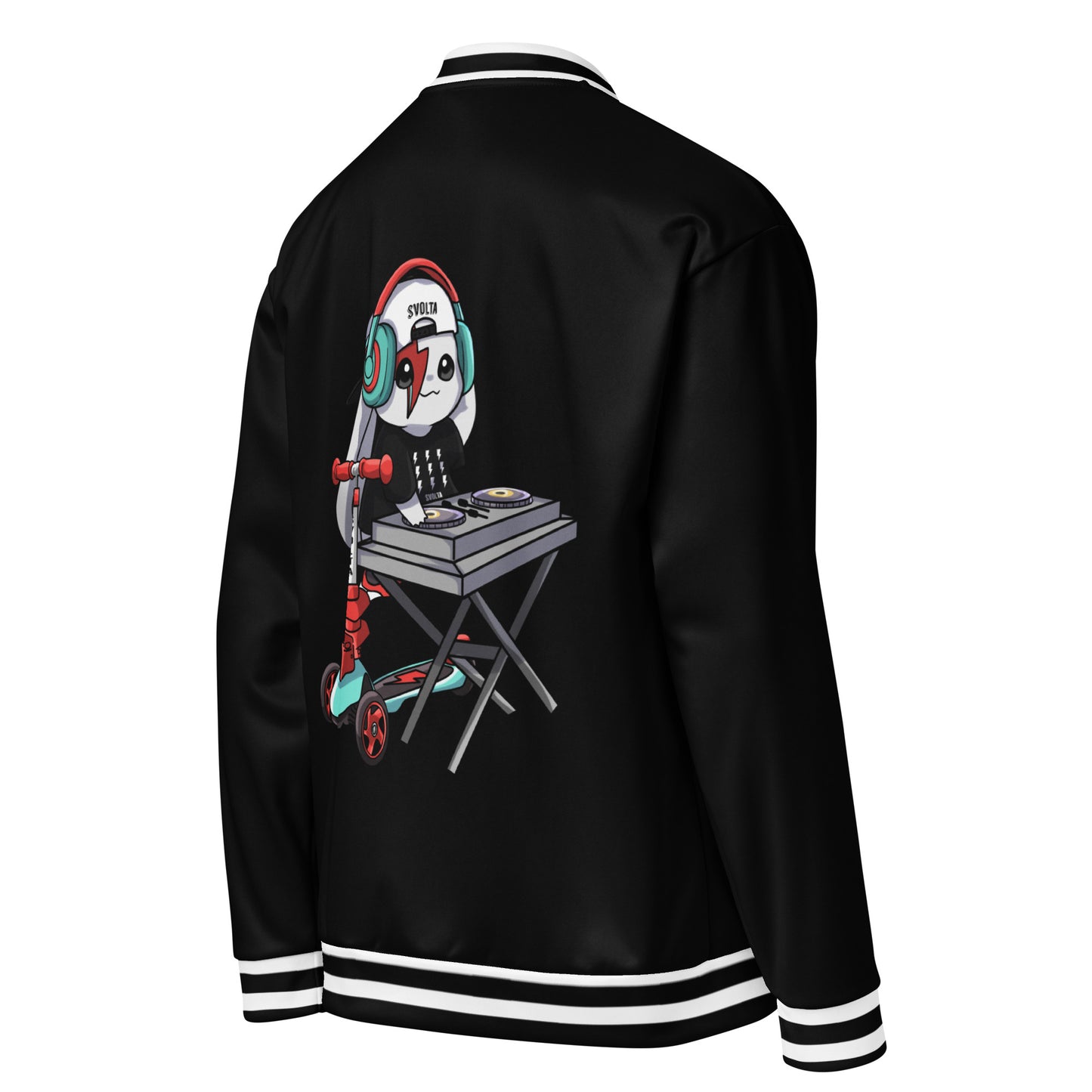 Svolta_DJ_Ace_Scooter_Varsity_Unisex_Bomber_Jacket_Back_Angle