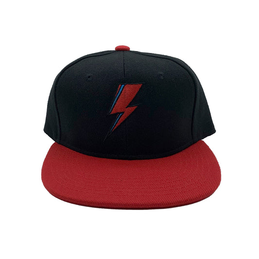 SVOLTA Lightning Bolt Snapback Hat in Black and Red - Kids