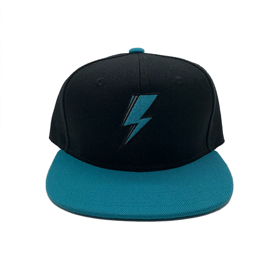 SVOLTA Lightning Bolt Snapback Hat in Black and Teal - Kids