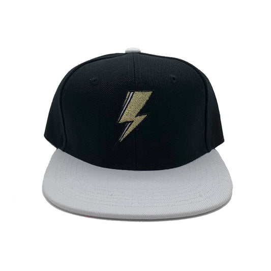 SVOLTA Lightning Bolt Snapback Hat in Black and White - Kids