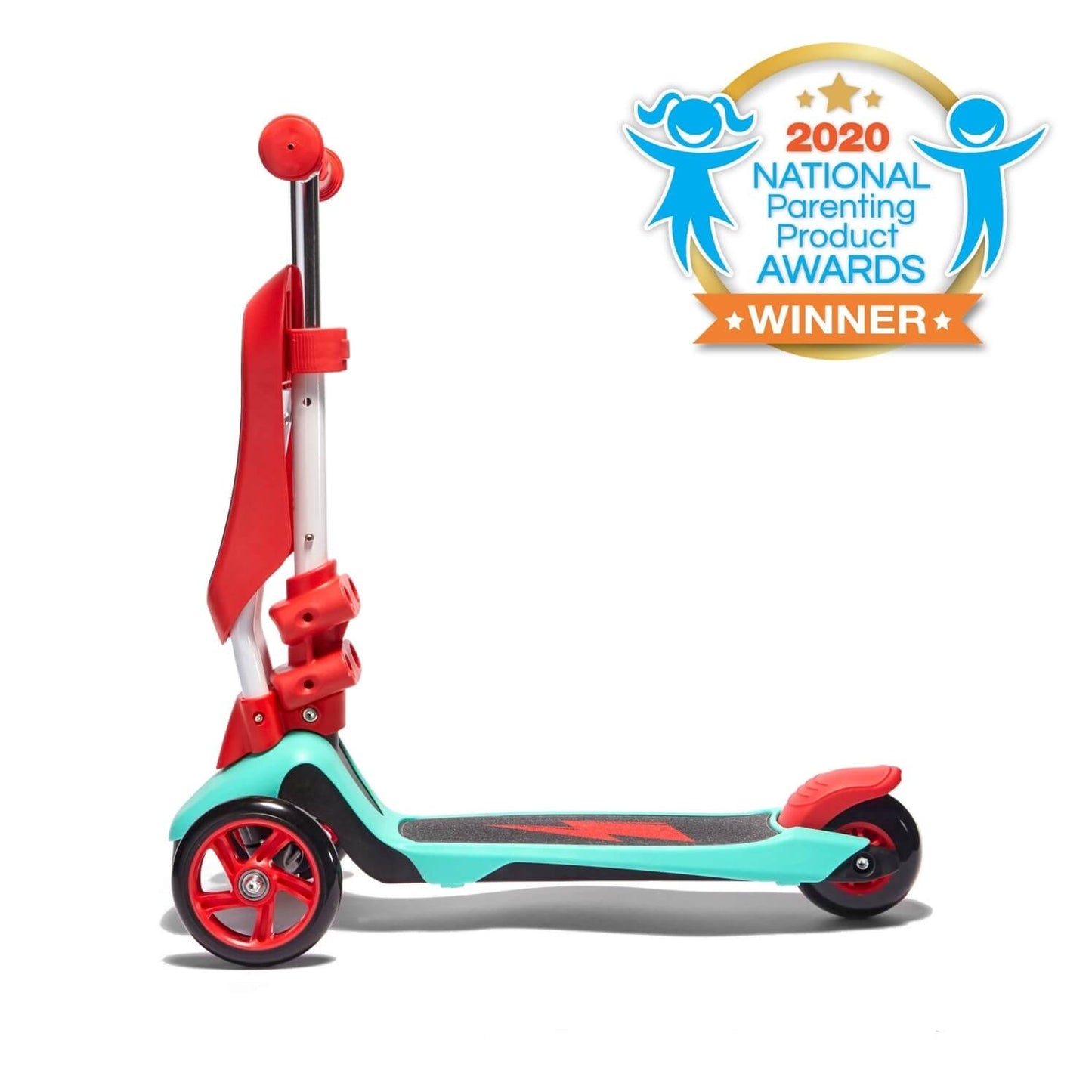 Award winning Svolta Ace 2-in-1 Toddler Scooter Ride On Red Aqua Side Seat Up Standing