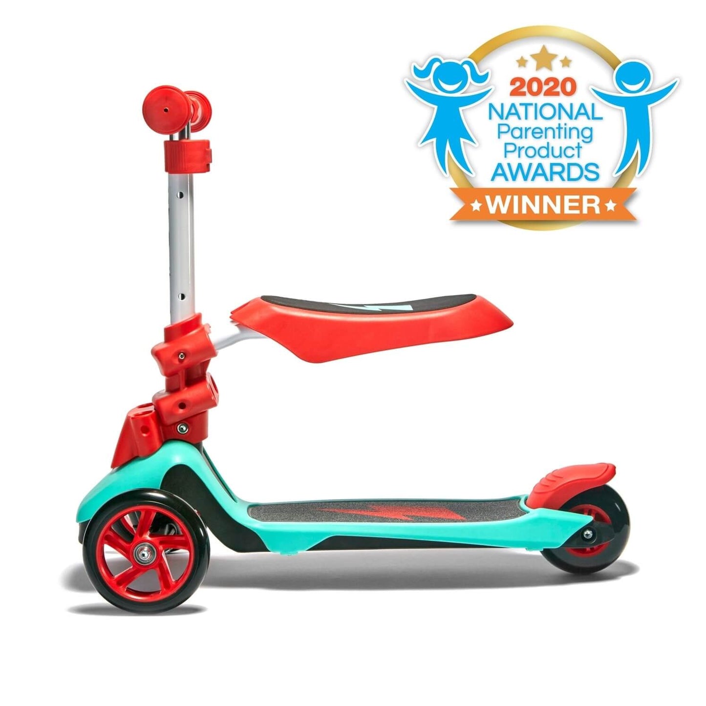 Award winning Svolta Ace 2-in-1 Toddler Scooter Ride On Red Aqua Side