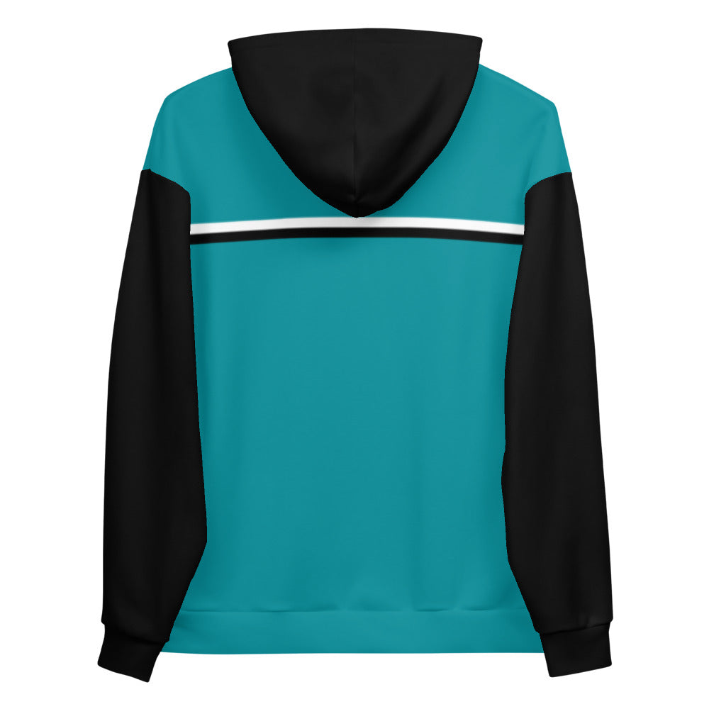 SVOLTA Stripes and Bolts Unisex Color Block Hoodie in Black & Teal, XS-XL - Adult