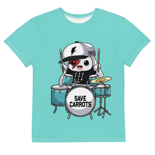 SVOLTA Kawaii Rebel Drummer T-shirt in Aqua, 8-20 - Kids/Youth
