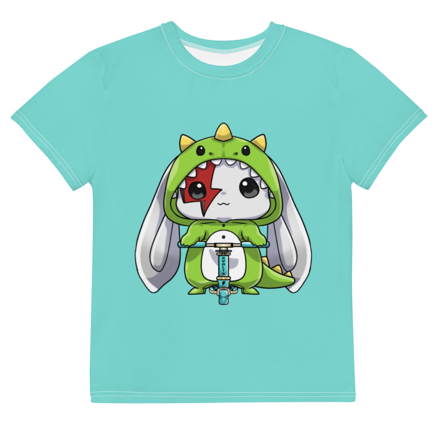 SVOLTA Kawaii Rebel Dino T-shirt in Aqua, 8-20 - Kids/Youth