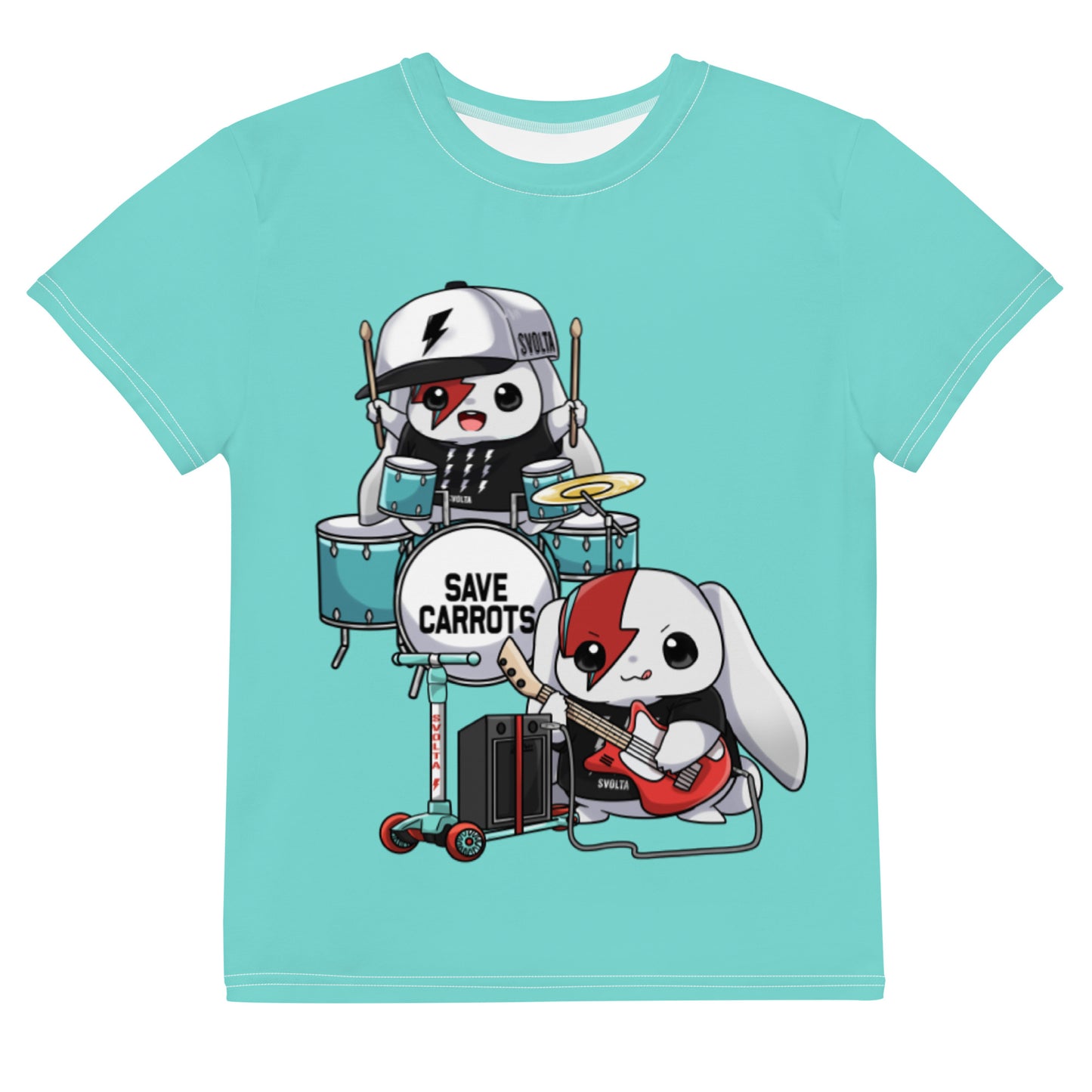 SVOLTA Kawaii Rebel Rock Duo T-shirt in Aqua, 8-20 - Kids/Youth