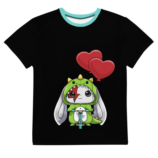 SVOLTA Kawaii Rebel Dino Love Front+Back Print T-shirt in Aqua, 8-20 - Kids/Youth
