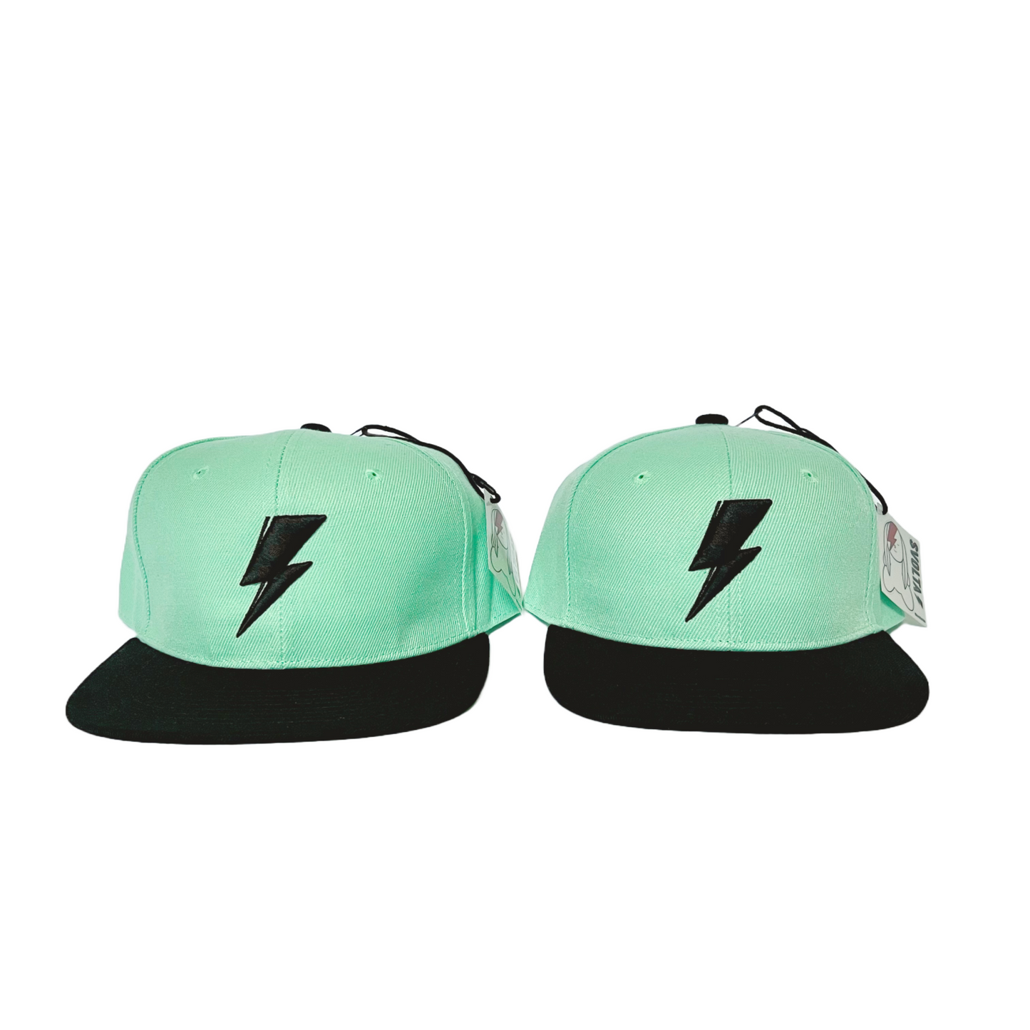 Svolta Adult Child Kids snapback hats 3D embroidered lightning bolt mint black